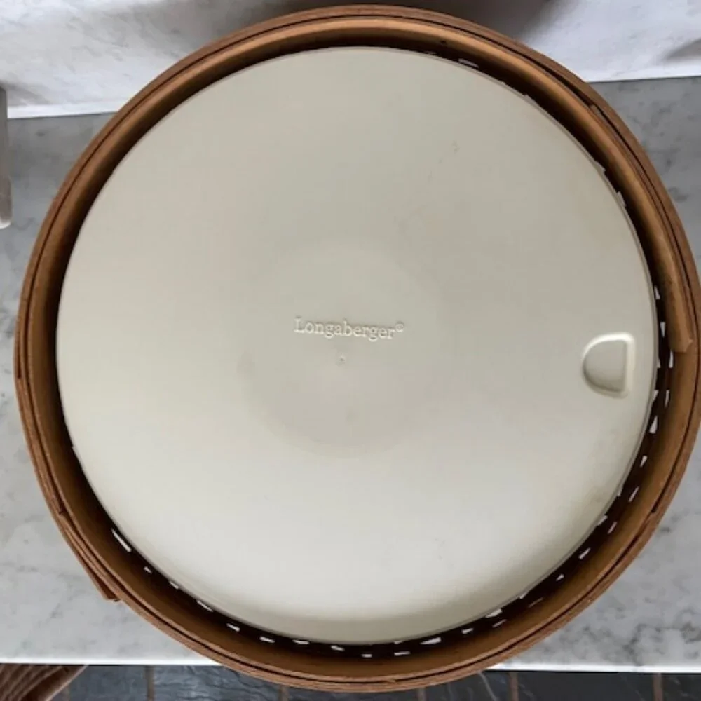 LONGABERGER Hostess Woven Bowl Basket XL 13” Round Handwoven Brown Retired